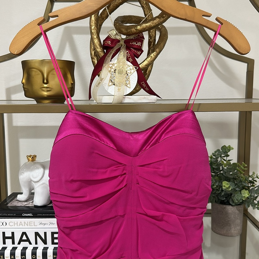 Cache Fuchsia Ruched Strapless Midi Dress - Picture 9 of 9